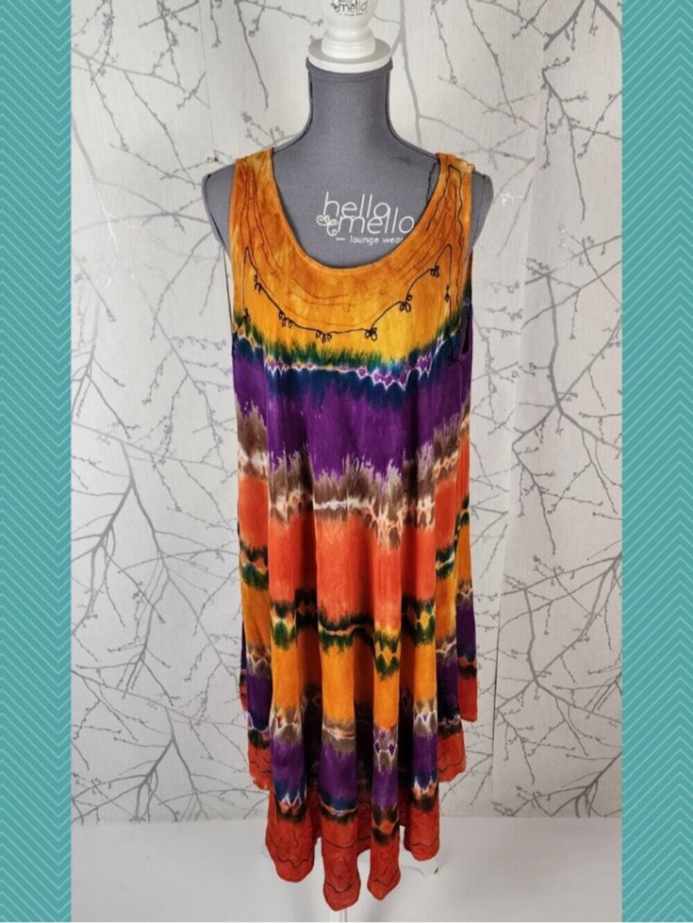 Papa Vancouver Rainbow Tie Dye Round Neck Flowy Swing Dress
